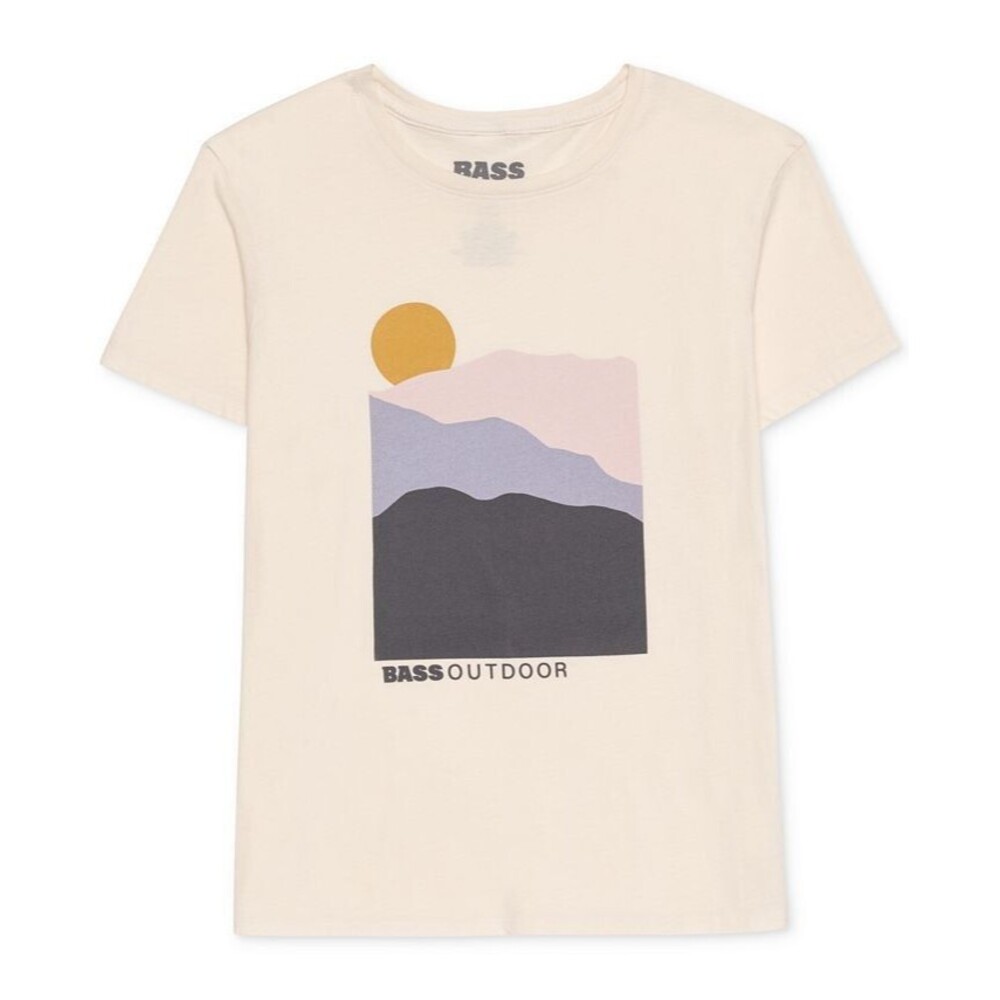 BASS OUTDOOR Womens Blossom Graphic T-Shirt Short Sleeve Ecru Size Large